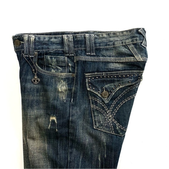 Carbon Black Men Distressed Relaxed Straight Leg Jeans 29x32 Denim - Picture 5 of 16